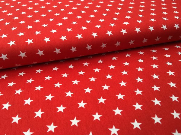 10cm Baumwolle *Stars* weiß/rot