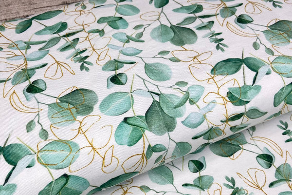 10cm Jersey "Eukalyptus" weiß/grün